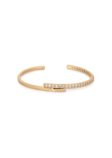 Ettika Half Classic Half Sparkle 18k Gold Plated Bracelet Cuff - Gold