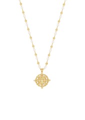 Ettika Imitation Pearl Beaded Charm Pendant Necklace in Gold at Nordstrom