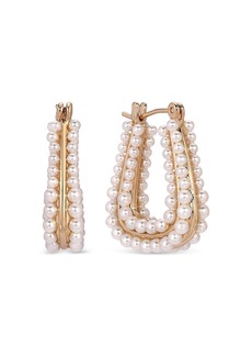 Ettika Imitation Pearl Tapered Hoop Earrings