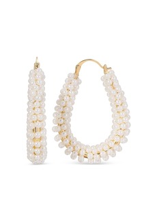 Ettika Imitation Pearl Wrapped Hoop Earrings