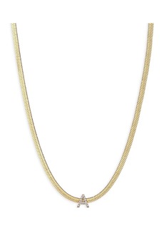 Ettika Initial Herringbone Chain Necklace in 18K Gold Plated, 12