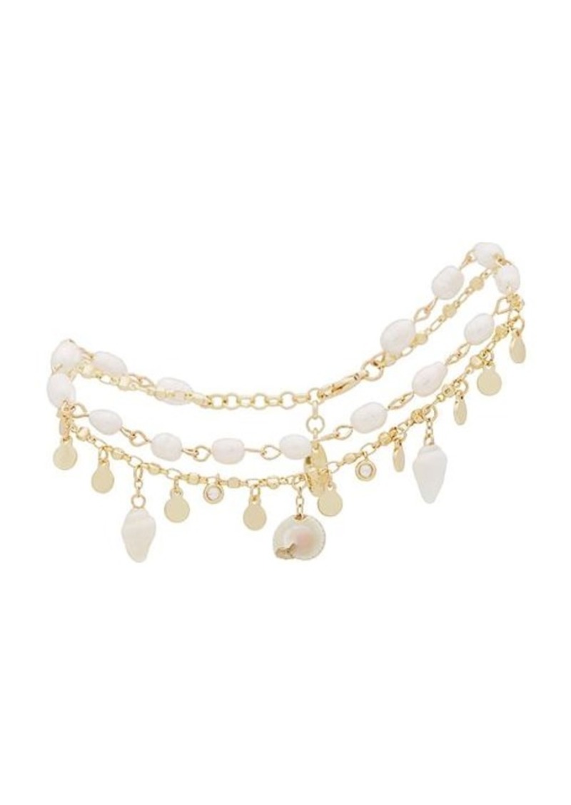 Ettika Layered Shell And Pearl Dangle Anklet