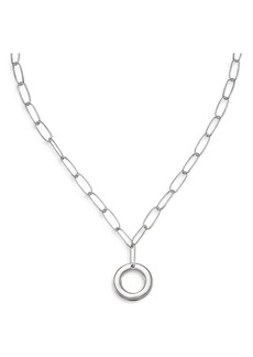 Ettika Paperclip Link Chain Initial Pendant Necklace in Rhodium Plated, 18