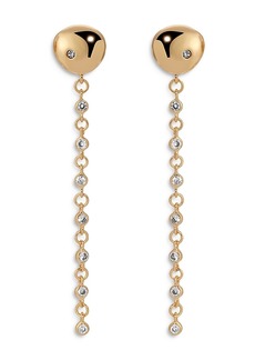 Ettika Pave Polished Pebble Chain Link Linear Drop Earrings