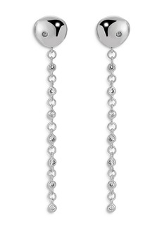 Ettika Pave Polished Pebble Chain Link Linear Drop Earrings