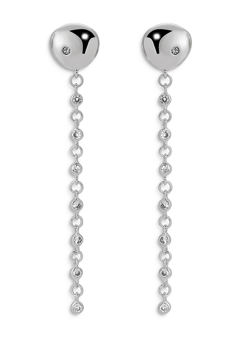 Ettika Pave Polished Pebble Chain Link Linear Drop Earrings