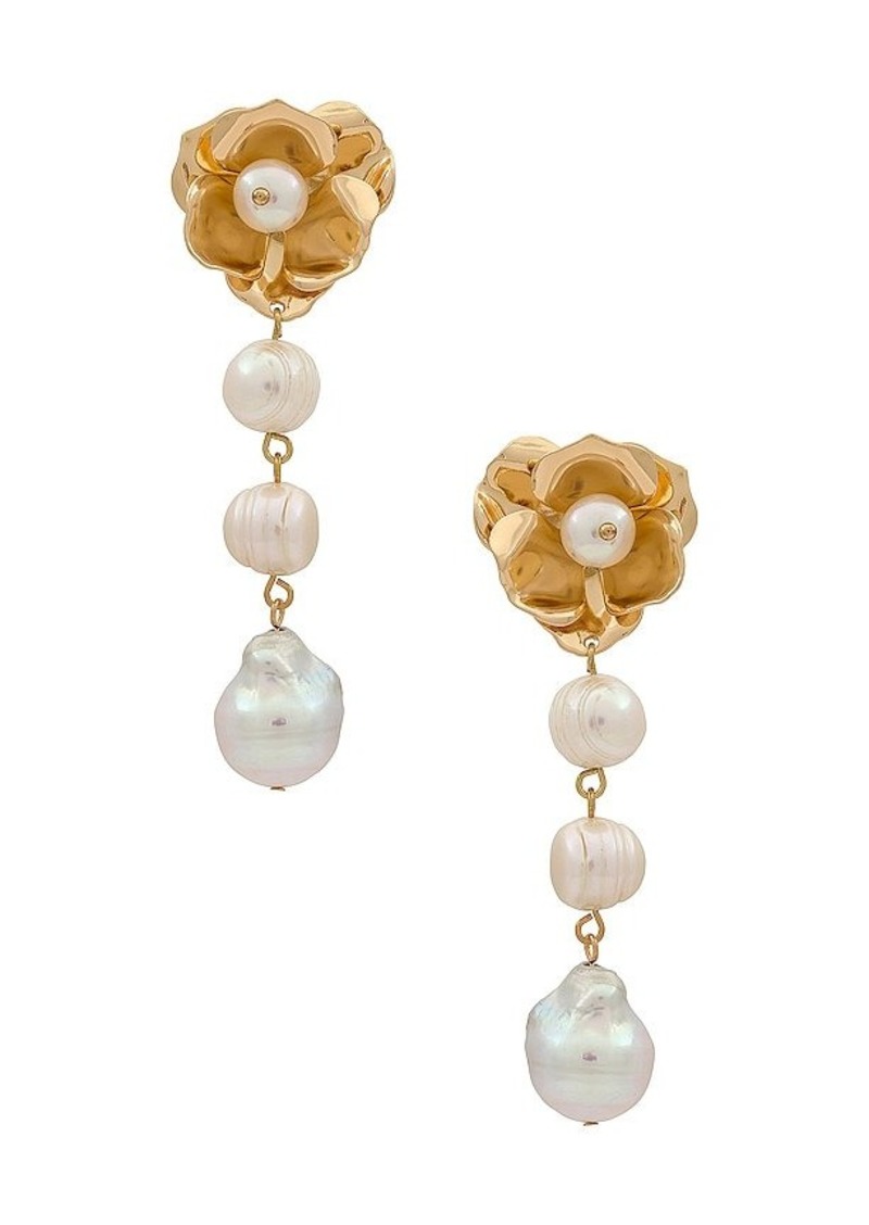 Ettika Pearl And Flower Earrings