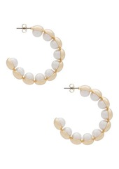 Ettika Pearl Inlay Gold Hoop Earrings