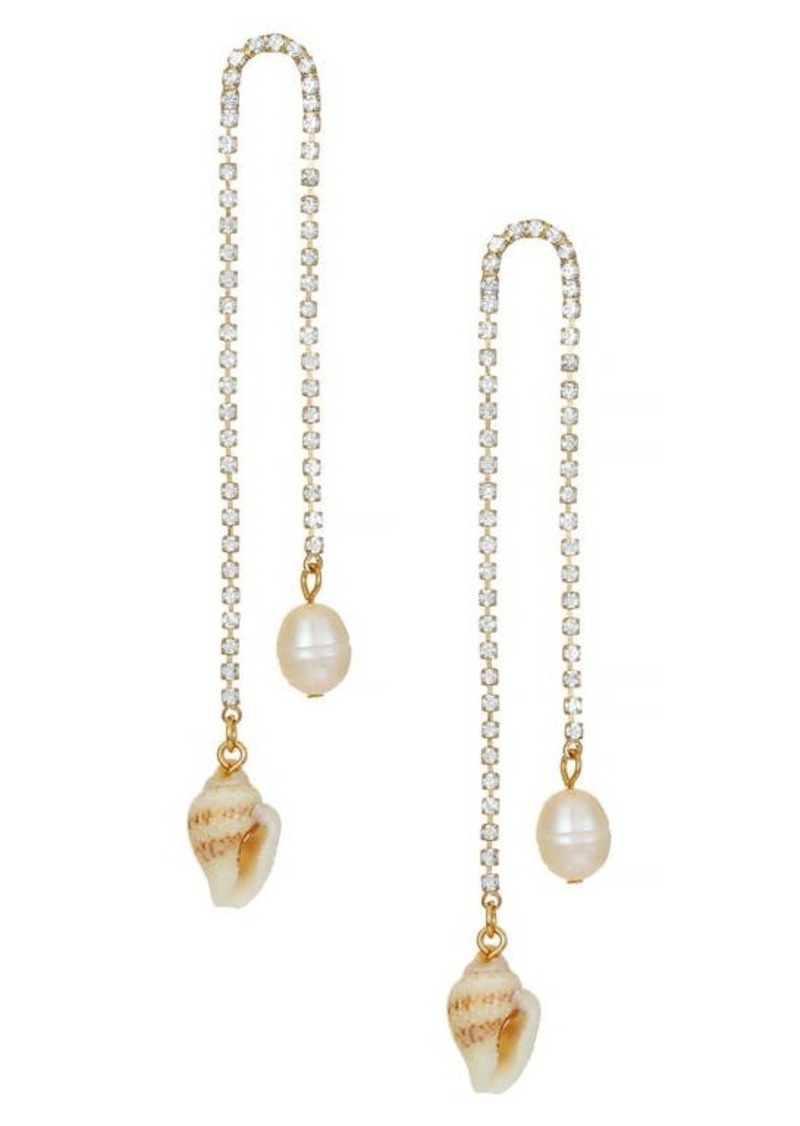 Ettika Shell & Freshwater Pearl Drop Earrings