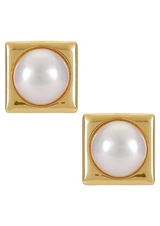 Ettika Square Pearl Stud Earrings