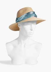 Eugenia Kim - Courtney sequined tulle-trimmed faux straw fedora - Neutral - ONESIZE