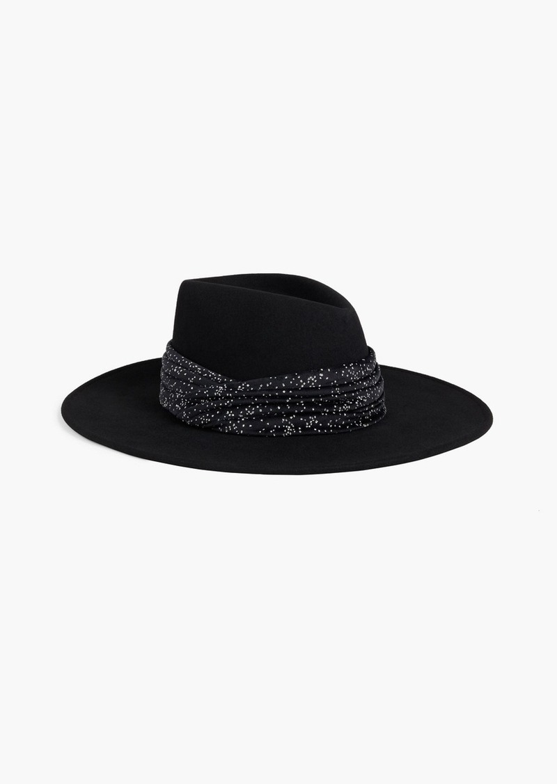 Eugenia Kim - Harlowe glittered velvet-trimmed wool-felt fedora - Black - ONESIZE