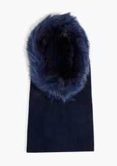 Eugenia Kim - Paulina faux fur-trimmed wool and cashmere-blend snood - Blue - ONESIZE