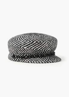 Eugenia Kim - Sabrina chain-embellished printed wool-felt cap - Black - ONESIZE