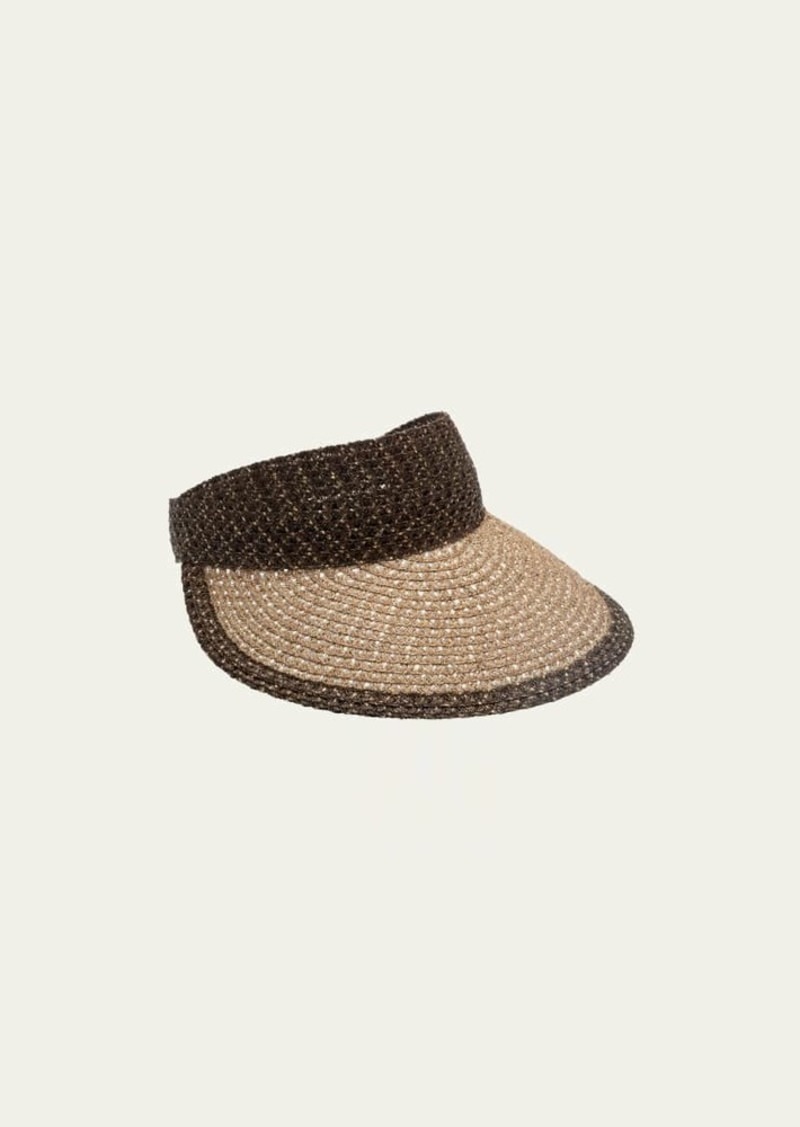 Eugenia Kim Ricky Metallic Two-Tone Paper Straw Visor