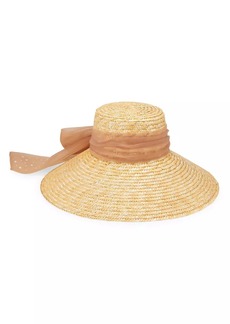 Eugenia Kim Mirabel Faux Pearl-Embellished Ribbon Straw Hat
