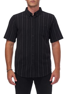 Ezekiel Hollow Short Sleeve Button-Up Cotton Shirt in Black at Nordstrom Rack