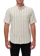 Ezekiel Hollow Short Sleeve Button-Up Cotton Shirt in Black at Nordstrom Rack
