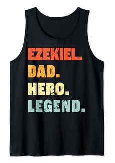 Mens Ezekiel Dad Hero Legend Personalized Custom Name Fathers Day Tank Top