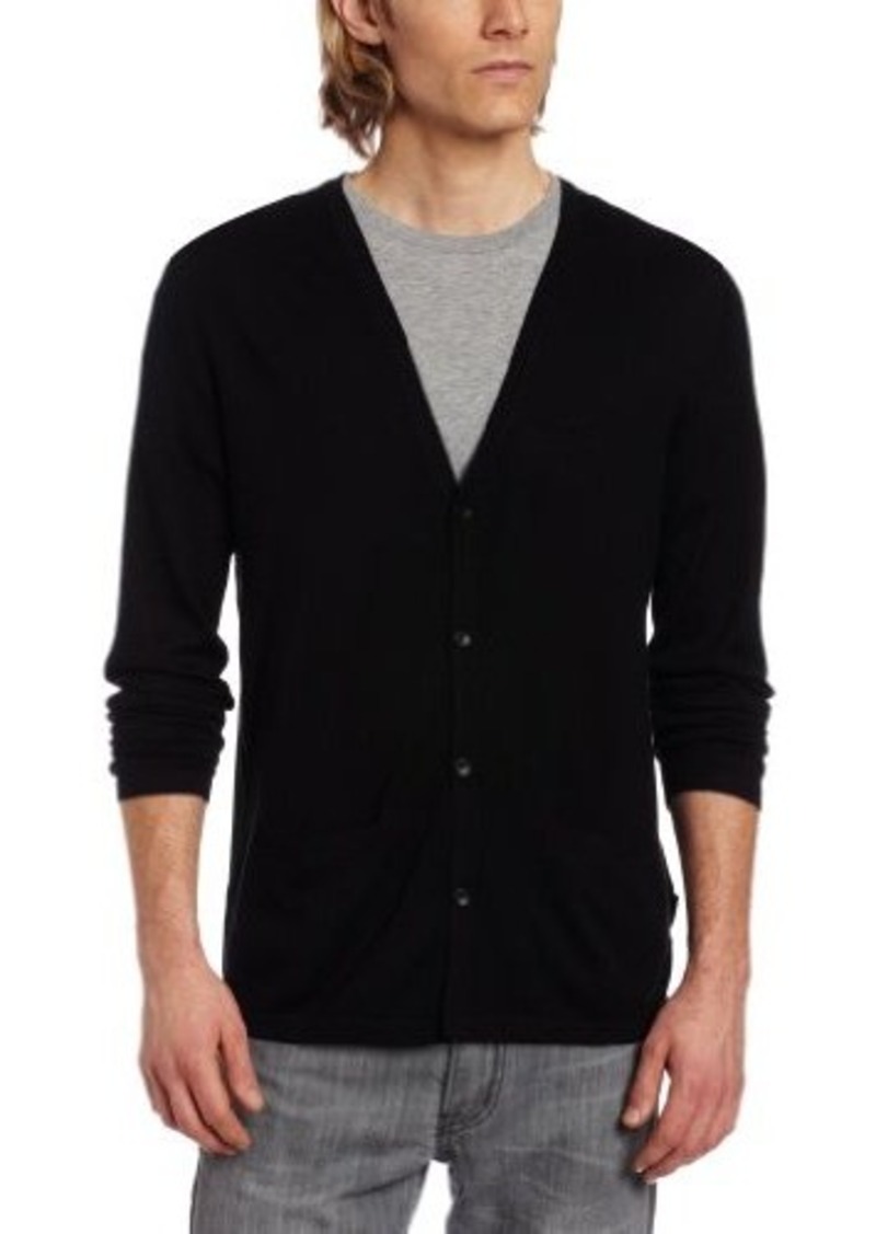 Blue Single Breasted Mens Sweaters Button Pockets Men