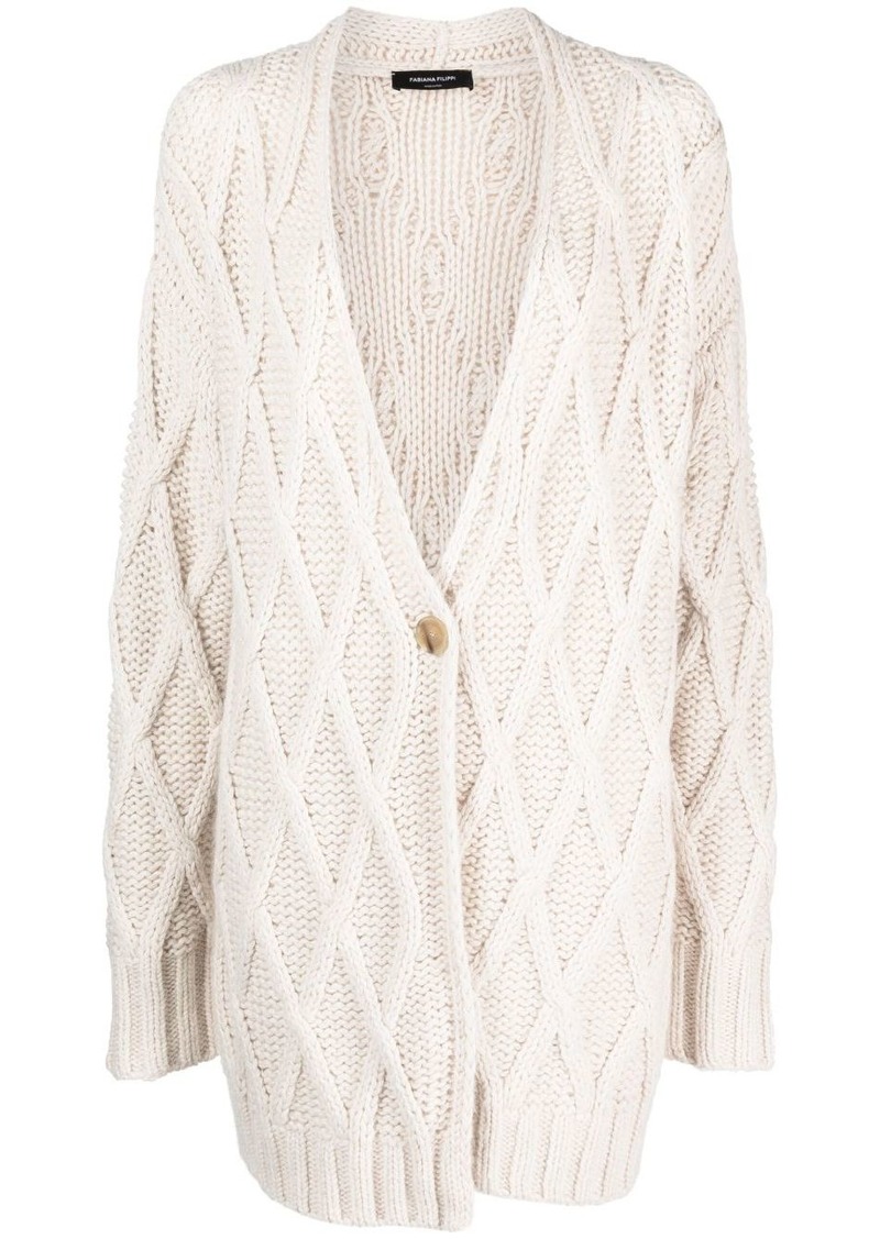 Fabiana Filippi Aran-knit buttoned cardi-coat