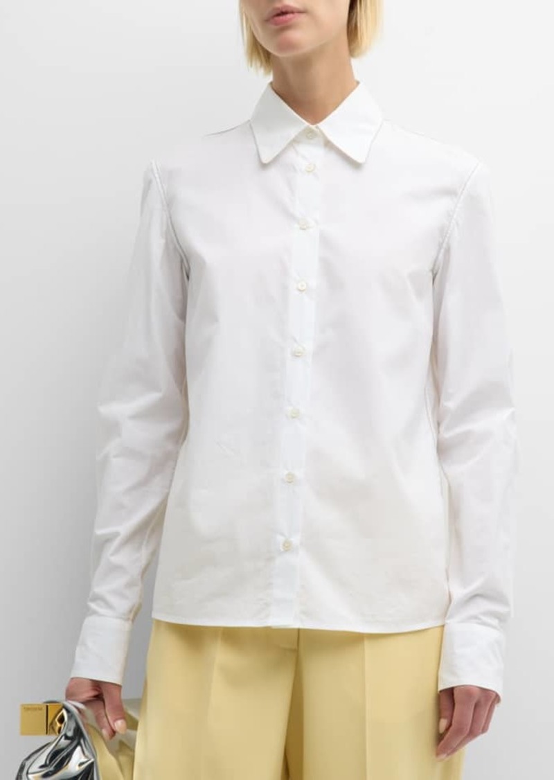 Fabiana Filippi Bead-Trim Button-Down Cotton Poplin Shirt