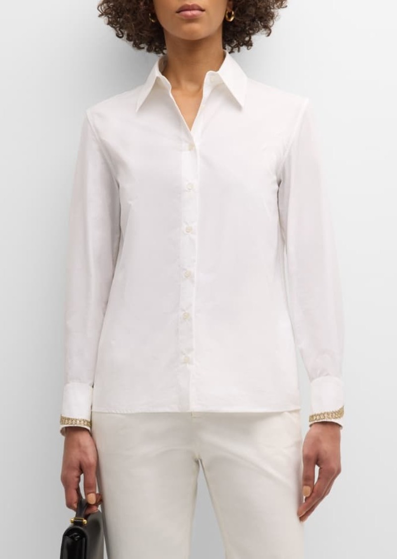 Fabiana Filippi Embroidered Button-Down Cotton Poplin Shirt