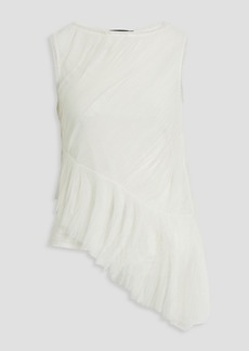 Fabiana Filippi - Asymmetric pleated tulle and linen-blend top - White - IT 40
