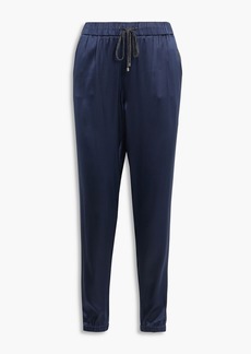 Fabiana Filippi - Embellished silk-blend satin tapered pants - Blue - IT 46