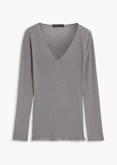 Fabiana Filippi - Fringed cashmere and silk-blend sweater - Gray - IT 42