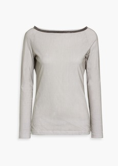Fabiana Filippi - Layered embellished tulle and cotton-jersey top - Gray - IT 38