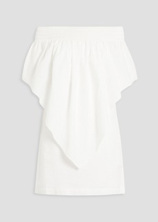 Fabiana Filippi - Off-the-shoulder cotton and silk-blend seersucker mini dress - White - IT 40