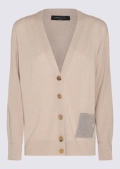 FABIANA FILIPPI LIGHT BEIGE SILK-WOOL BLEND CARDIGAN