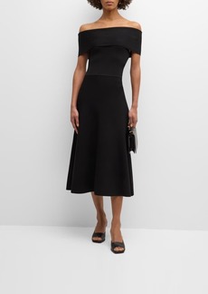 Fabiana Filippi Off-Shoulder A-Line Knit Midi Dress