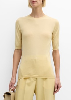 Fabiana Filippi Short-Sleeve Crewneck Cashmere-Silk Sweater