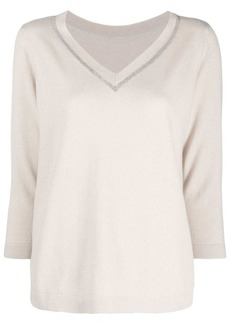 Fabiana Filippi V-neck metallic trim jumper