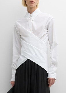 Fabiana Filippi Wrap-Front Cutout Cotton Poplin Shirt