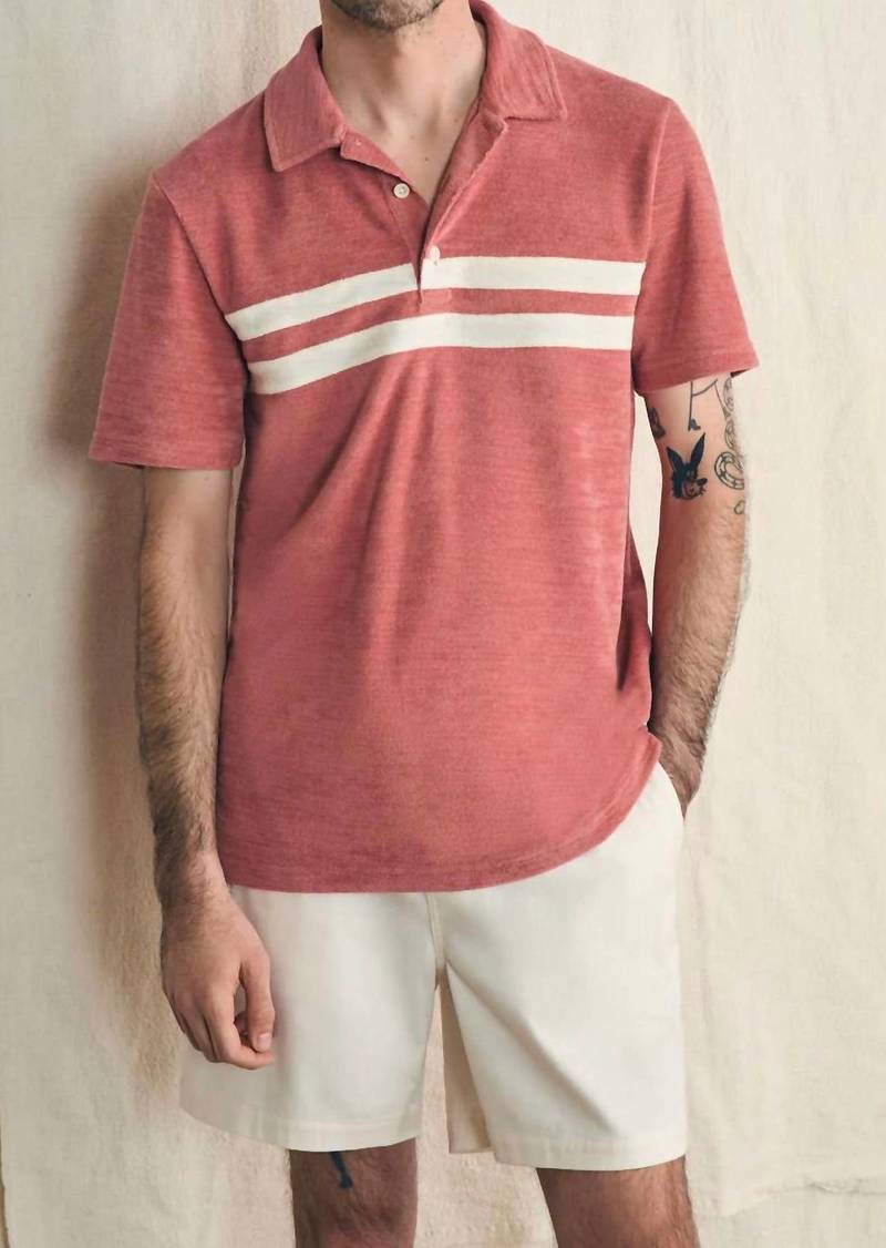 Faherty Cabana Terry Polo In Faded Flag