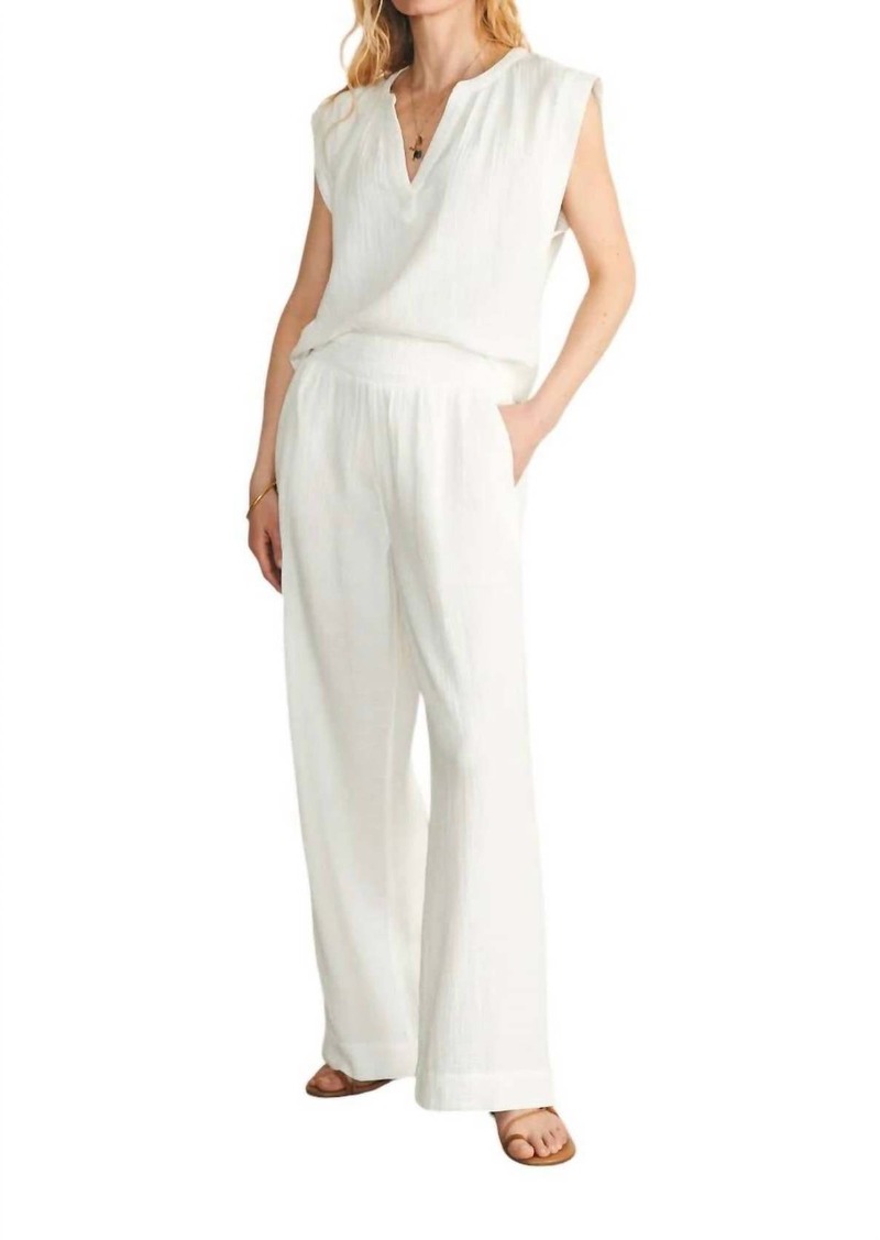 Faherty Dream Cotton Gauze Wide Leg Pants In White