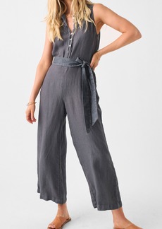 Faherty Hermosa Sleeveless Linen Jumpsuit in Washed Black at Nordstrom Rack