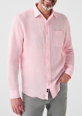 Faherty Laguna Solid Linen Button-Up Shirt in Shore Pink at Nordstrom Rack