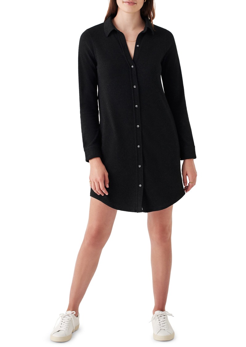 Faherty Legend Long Sleeve Knit Shirtdress in Heathered Black Twill at Nordstrom Rack