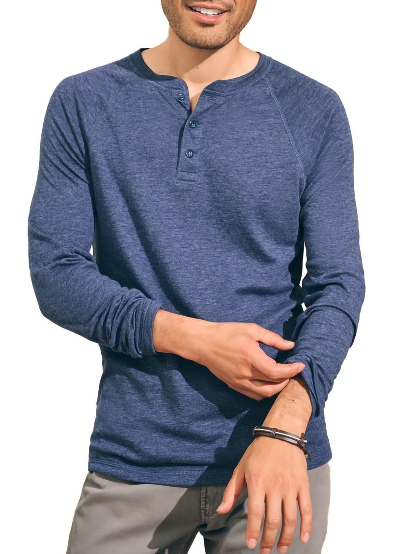 Faherty Men's Cloud Long Sleeve Henley, Medium, Blue | Father's Day Gift Idea