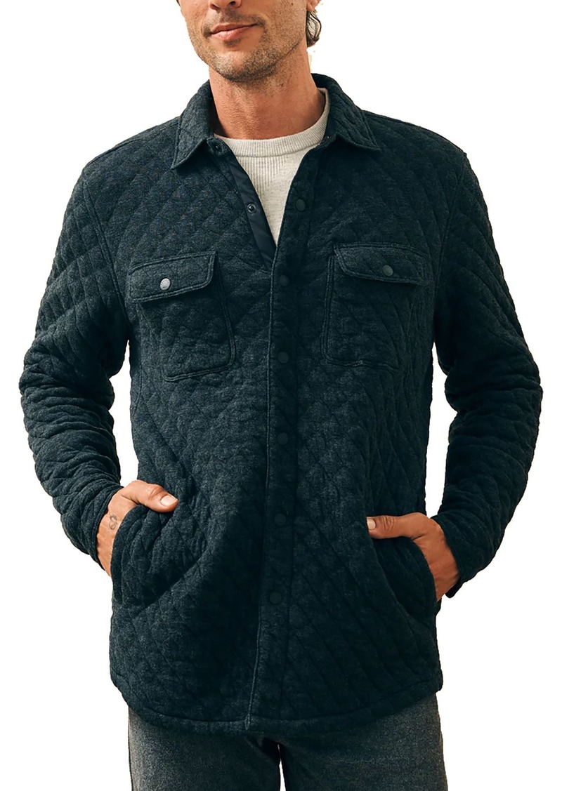 Faherty Men's Epic Quilted Fleece Jacket, Small, Gray