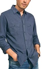 Faherty Men's Knit Seasons Shirt, Large, Blue