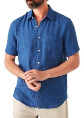 Faherty Men's Linen Laguna Shirt, Large, Indigo Basketweave | Father's Day Gift Idea