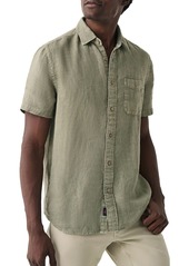 Faherty Men's Linen Laguna Shirt, Large, Indigo Basketweave | Father's Day Gift Idea