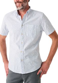 Faherty Men's Short Sleeve Breeze Shirt, Large, Blue