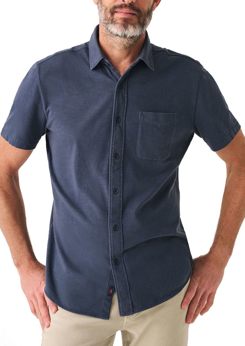 Faherty Men's Short Sleeve Knit Seasons Shirt, Medium, Blue