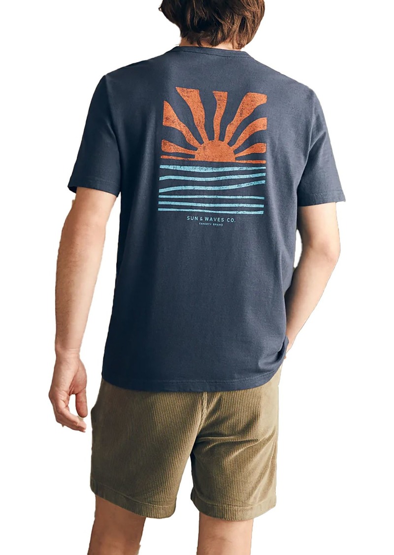 Faherty Men's Sunwashed Graphic T-Shirt, Small, Blue | Father's Day Gift Idea